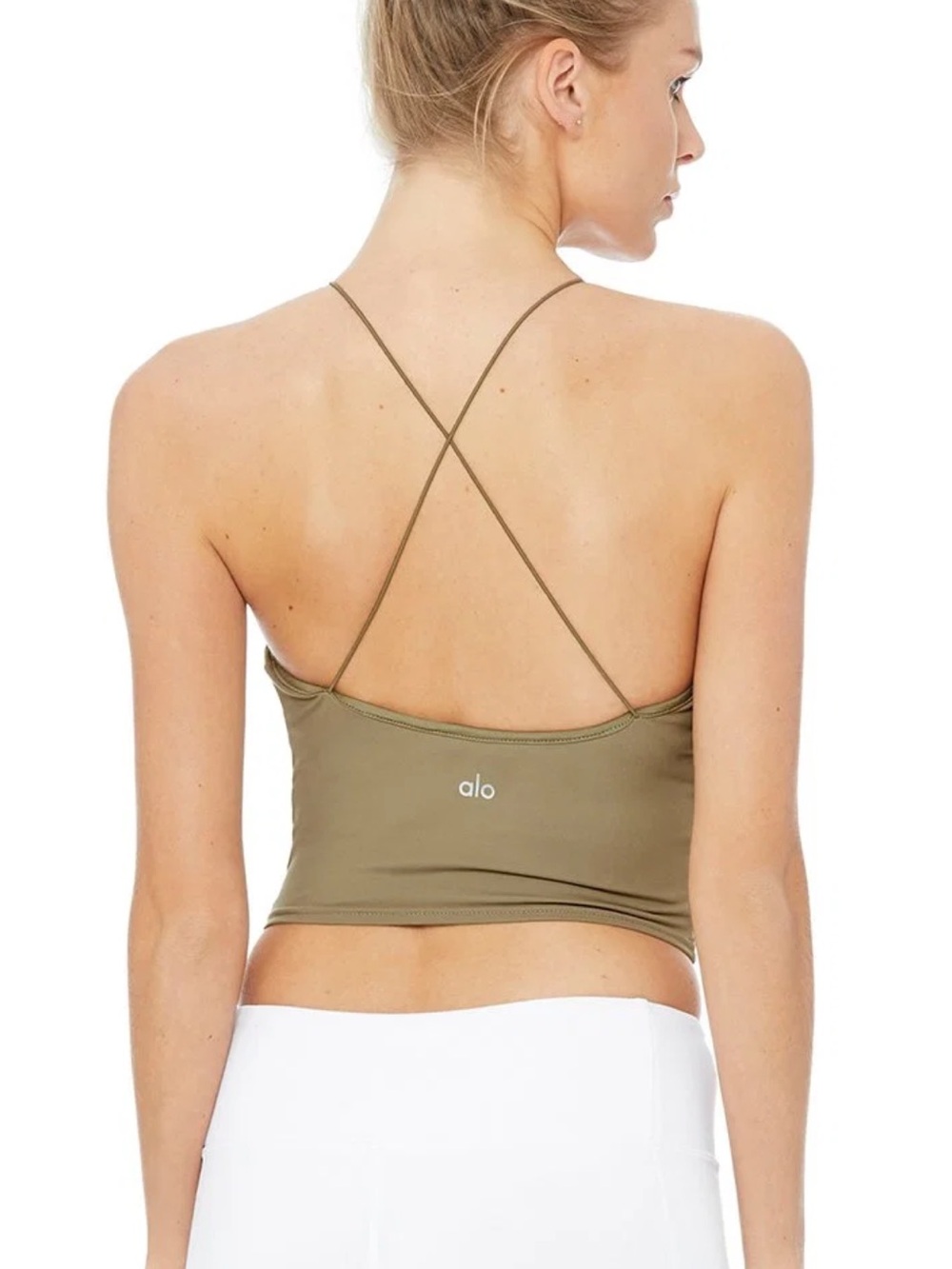 Alo Olive Green Strappy Cropped Tank